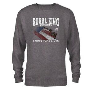 Rural King Combine Flag Graphic Sweatshirt Large Gray Mens Pullover Crewneck